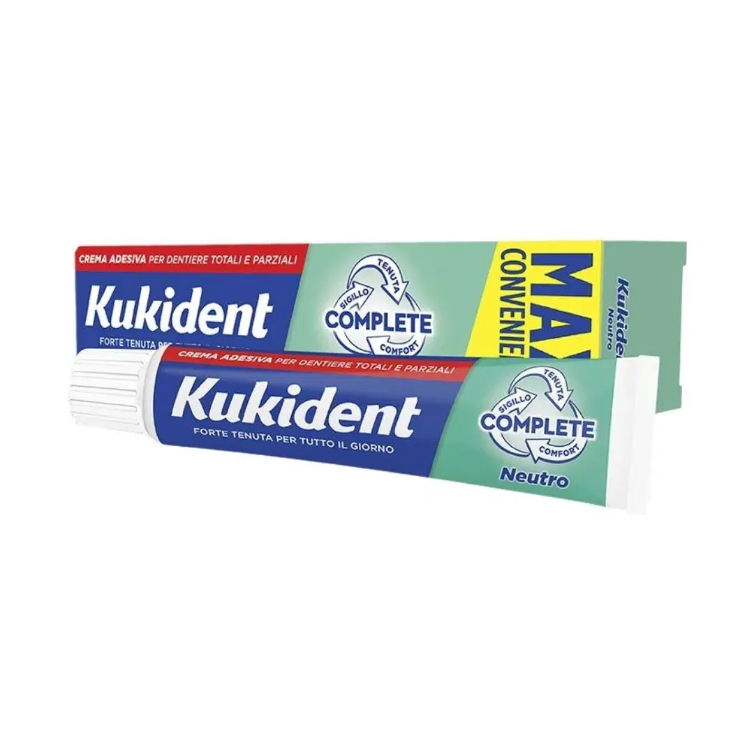 Kukident Complete Neutro Crema Adesiva Protettiva per Protesi Dentarie 65 g