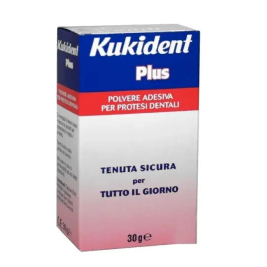 Kukident Plus Polvere Adesiva Tenuta Sicura per Protesi Dentali 30 g