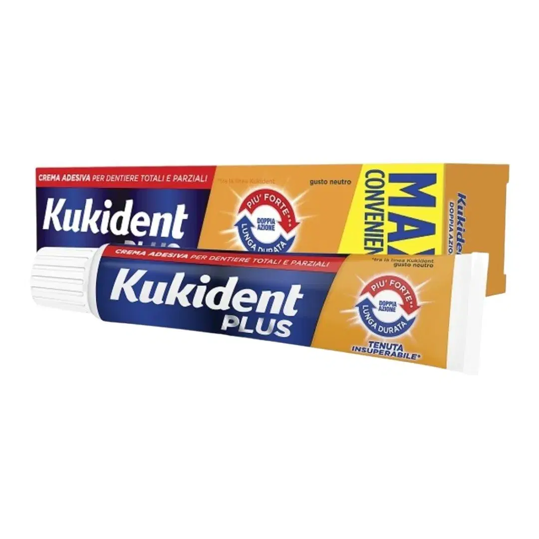 Kukident Doppia Azione Crema Adesiva Protettiva per Protesi Dentali 60 g