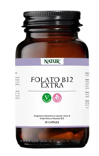 Folato B12 Extra Integratore di Folato e Vitamina B12 30 Capsule