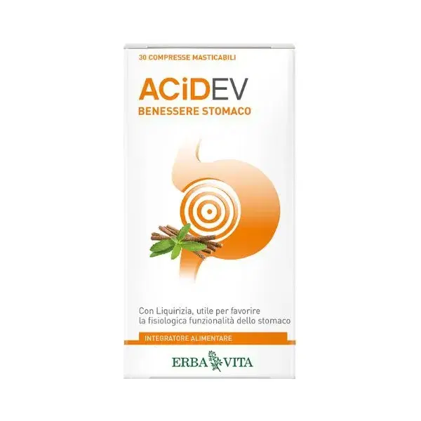 Erba Vita Acid EV Integratore Acidità di Stomaco 30 Compresse Masticabili