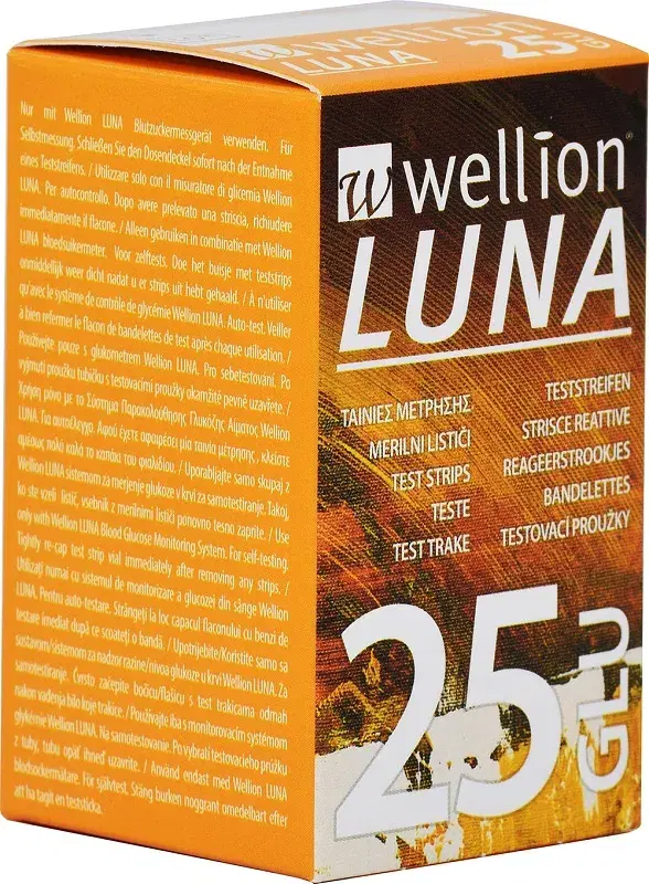 Wellion Linea Controllo Glicemia Luna 25 Strisce Rilevatrici Plasma