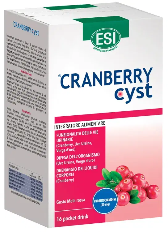 Esi Cranberry Cyst Integratore Benessere delle Vie Urinarie 16 Pocket Drink