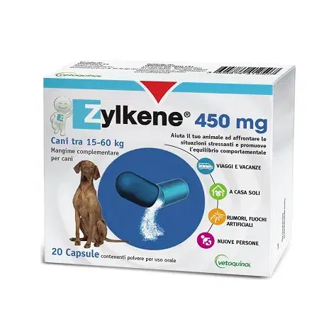 Zylkene 450 mg Integratore Problemi Comportamentali Cani Oltre 15 Kg 20 Capsule