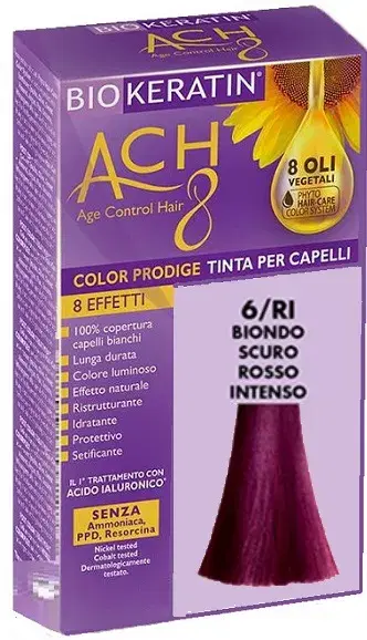 Biokeratin Ach8 Tinta per Capelli Biondo Scuro Rosso Intenso 6/RI