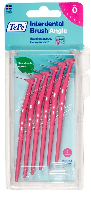TePe Angle Scovolino Angolato Interdentale Rosa 0,4 mm 6 Pezzi