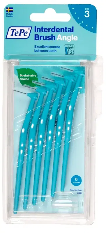 TePe Angle Scovolino Angolato Con Filo Interdentale Blu 0,6 mm