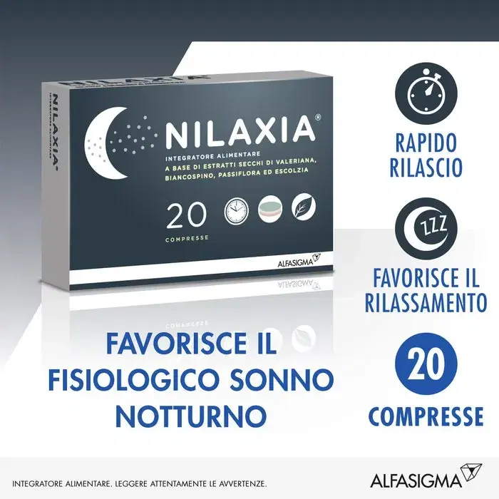 Nilaxia Integratore Per il Sonno Valeriana e Biancospino 20 Compresse