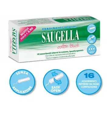 Saugella Linea Cotton Touch 16 Assorbenti Interni in Puro Cotone Misura Mini
