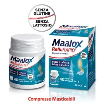 Maalox RefluRAPID per il Reflusso Gastrico e il Bruciore 40Compresse Masticabili