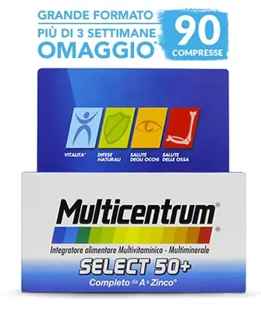 Multicentrum Select 50+ Integratore Vitamine Minerali Completo 90 Compresse