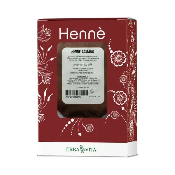 Erba Vita Hennè Colorante Naturale per Capelli Colore Colore Castano 100 g