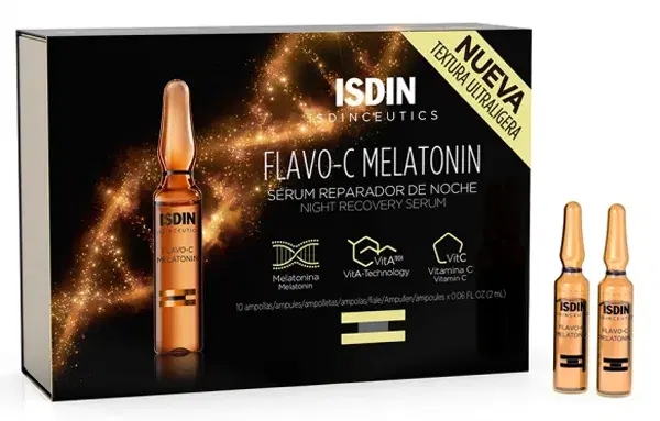 ISDIN Isdinceutics Flavo-C Melatonin Siero Viso Riparatore Notte 10 Fiale