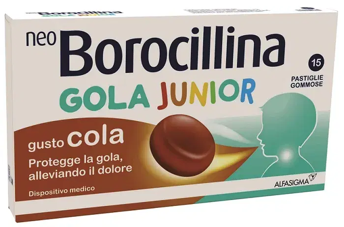 Neoborocillina Gola Junior Protezione Gola Gusto Cola 15 Pastiglie Gommose