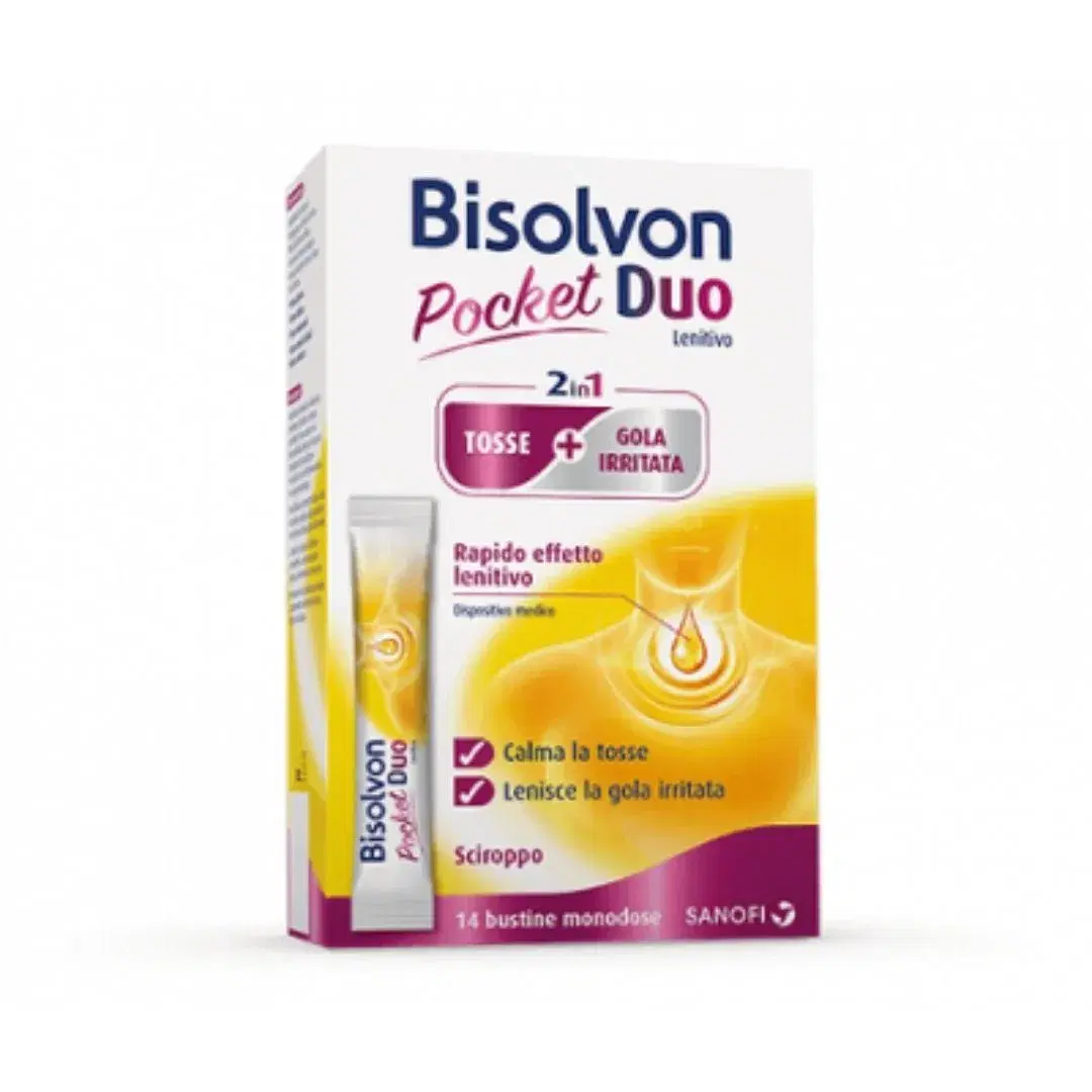 Bisolvon Duo Pocket Lenitivo 2in1 Tosse Secca + Gola Irritata 14 Buste
