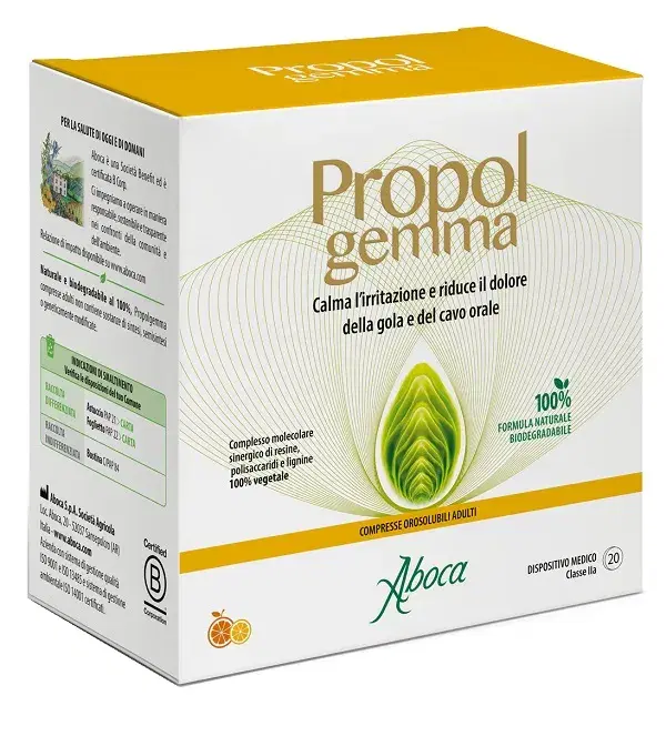 Aboca Propolgemma Adulti contro il Mal di Gola 20 Compresse Orosolubili
