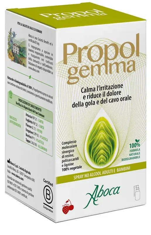 Aboca Propolgemma Spray No Alcool Adulti e Bambini per il Mal di Gola 30 ml