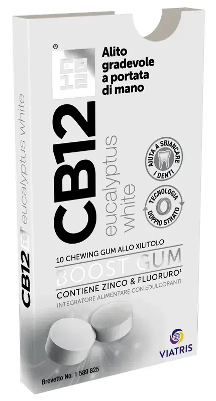 CB12 Boost Integratore Alimentare 10 Chewing Gum Eucalyptus White Sbiancanti