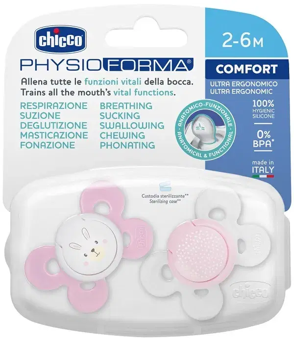 Chicco Succhietto Physio Comfort Girl Silicone 0-6 mesi 2 Pezzi