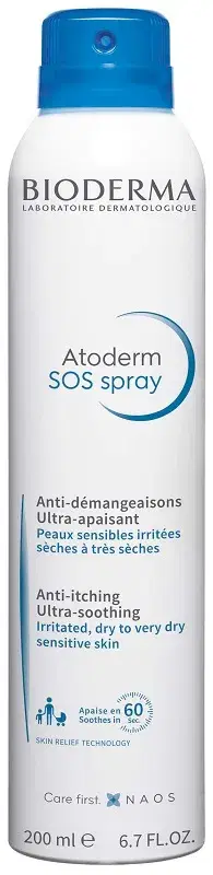 Bioderma Atoderm SOS Spray Trattamento Anti-Prurito per Pelli Sensibili 200 ml