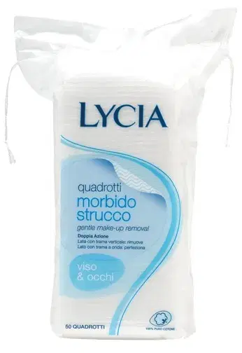 Lycia Quadrotti Morbidi Struccanti 100% Cotone 50 Pezzi
