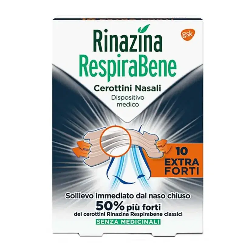 Rinazina Respirabene 10 Cerotti Nasali Extra Forti