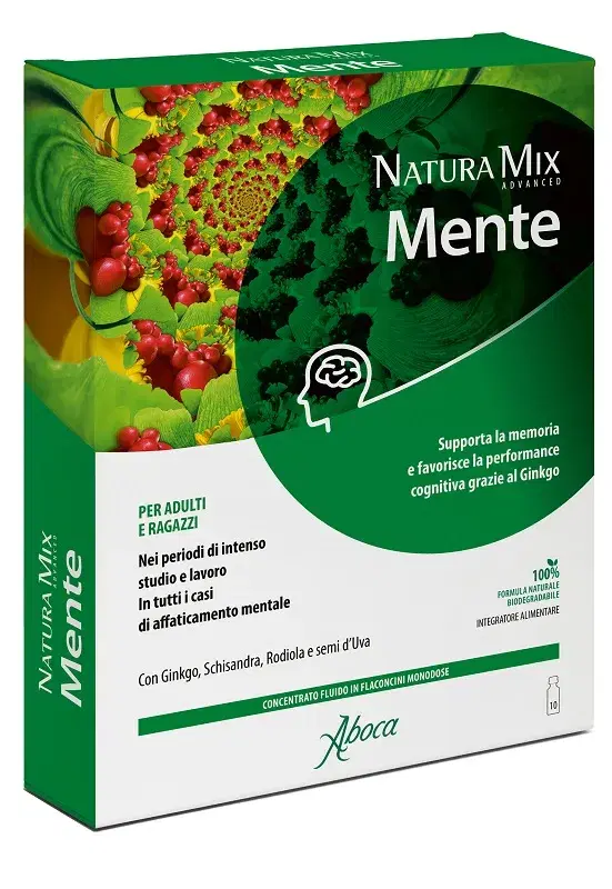 Aboca Natura Mix Advanced Mente Integratore per la Mente 10 Flaconcini