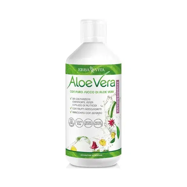 Erba Vita Aloe Vera Puro Succo Integratore Antiossidante e Depurativo 500 ml
