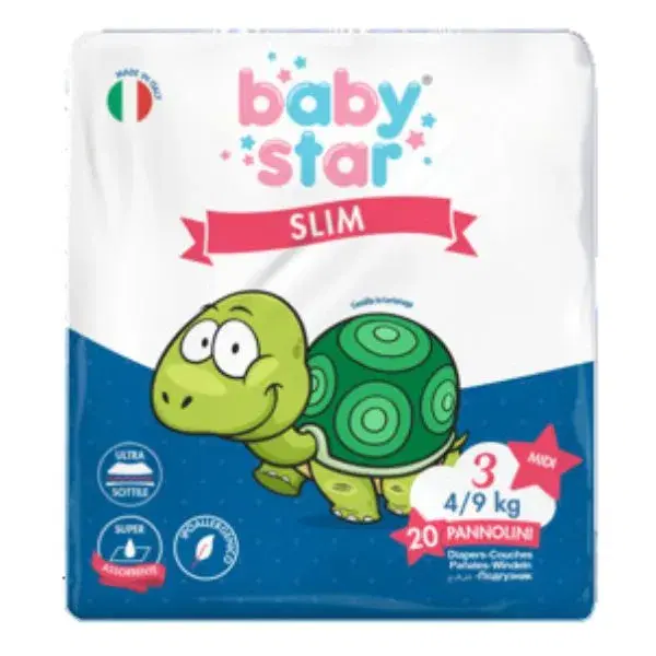 Babystar Pannolini Slim Midi 4/9 Kg Taglia 3 20 Pezzi