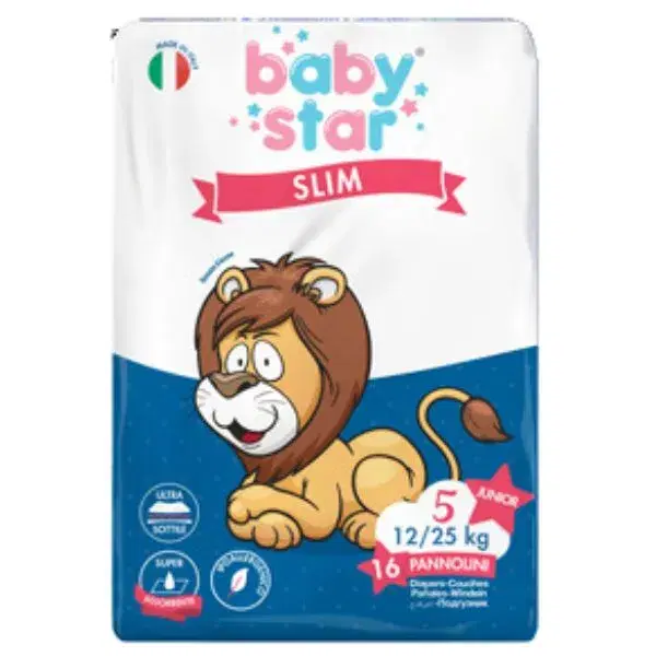 Babystar Pannolini Slim Junior 12/25 Kg Taglia 5 16 Pezzi