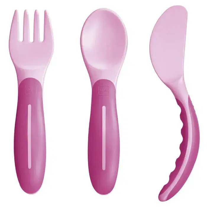 Mam Baby's Cutlery Set Posate Rosa Per Bambine 6 Mesi+