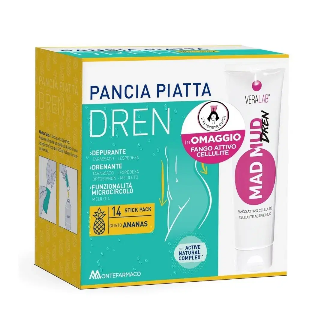 Pancia Piatta Dren Integratore Drenante Gusto Ananas 14 bustine Stick Pack