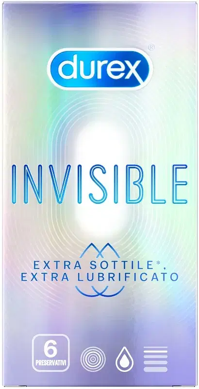 Durex Invisible Extra Lubrificato Preservativo Extra Sottile 6 Pezzi