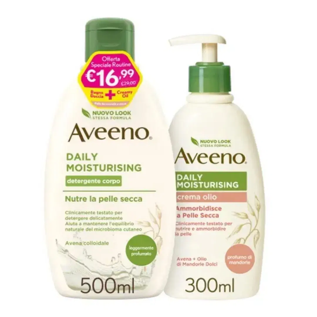 Aveeno Bagno Doccia Profumo Delicato 500 ml + Crema Olio Idratante 24h 300 ml
