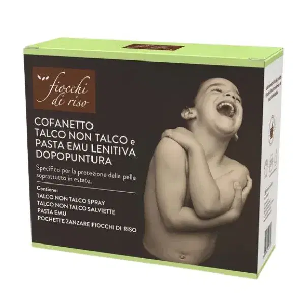 Fiocchi Di Riso Cofanetto Zanzare Talco Non Talco Spray + Salviette + Pasta Emu