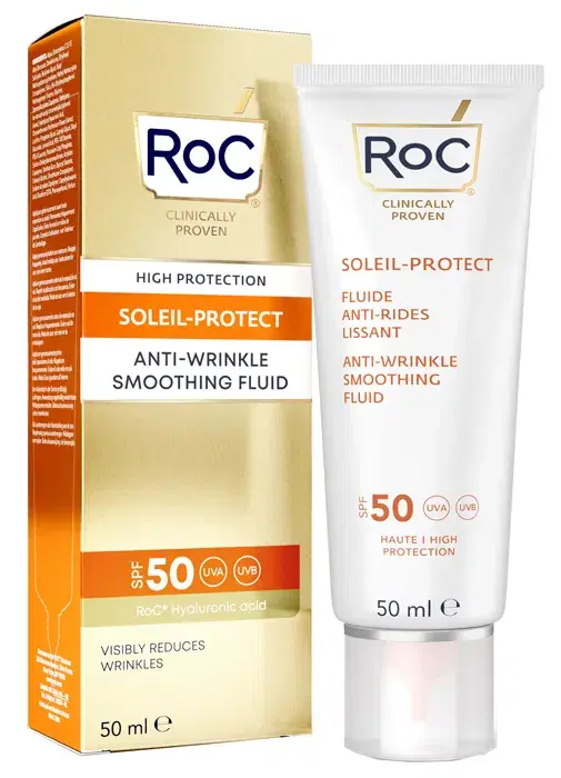 Roc Fluido Solare Viso Levigante Antirughe SPF50+ 50 ml