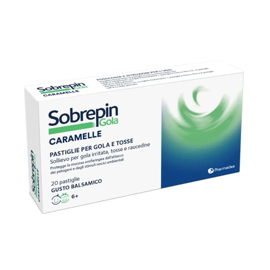 Sobrepin Gola Caramelle 20 Pastiglie per Gola e Tosse Gusto Balsamico