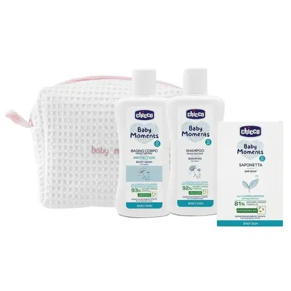Chicco Cofanetto Baby Moments Gift Idea Beauty Case Con Zip Rosa +0m 3 Pezzi