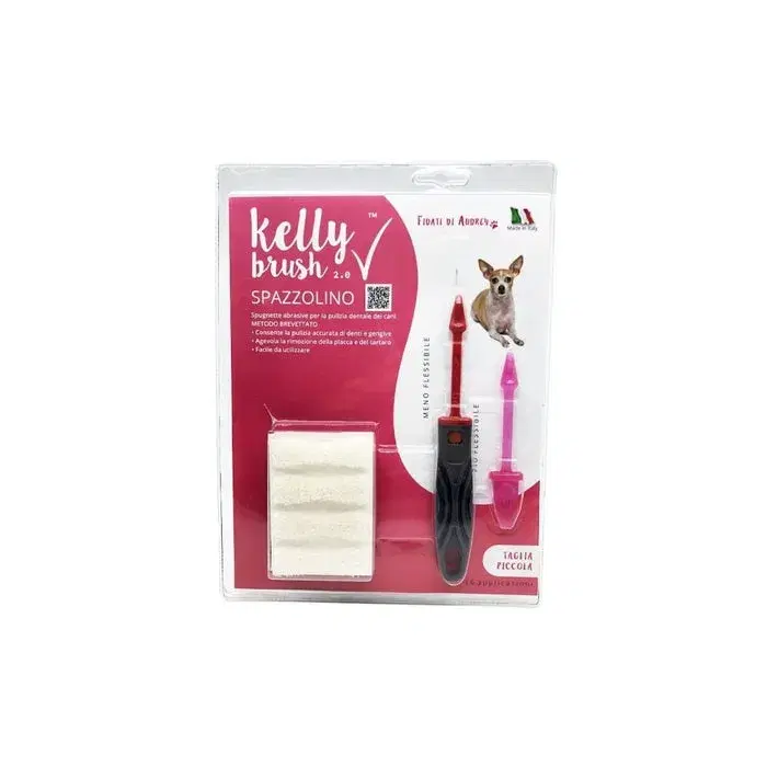 Kelly Brush Kit Spazzolino E Spugnette Taglia Piccola Per Cani 16 Applicazioni