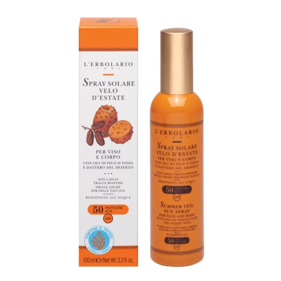 L'erbolario Spray Solare Velo d'Estate SPF50 Protezione Alta Viso e Corpo 100 ml