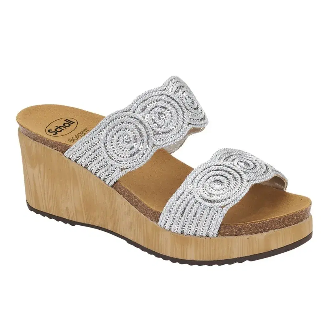 Dr.Scholl Sabaudia Sandalo Donna con Zeppa Argento 39