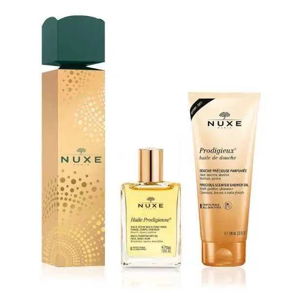 Nuxe Cofanetto Cracker Huile Prodigieuse Olio Secco 30 ml + Olio Doccia 100 ml