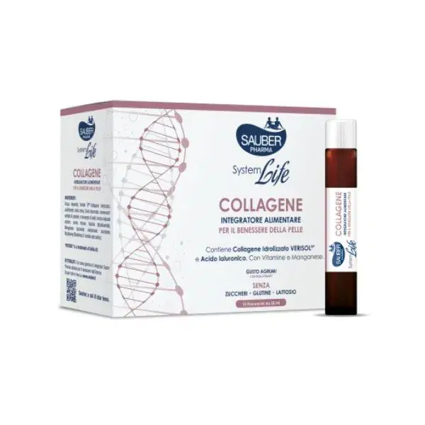 Sauber Systemlife Collagene Integratore Antieta' per la Pelle 10 Flaconcini