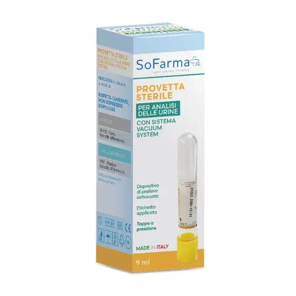 Sofarmapiu' Provetta Sterile per Analisi delle Urine, Vacutest 9 ml