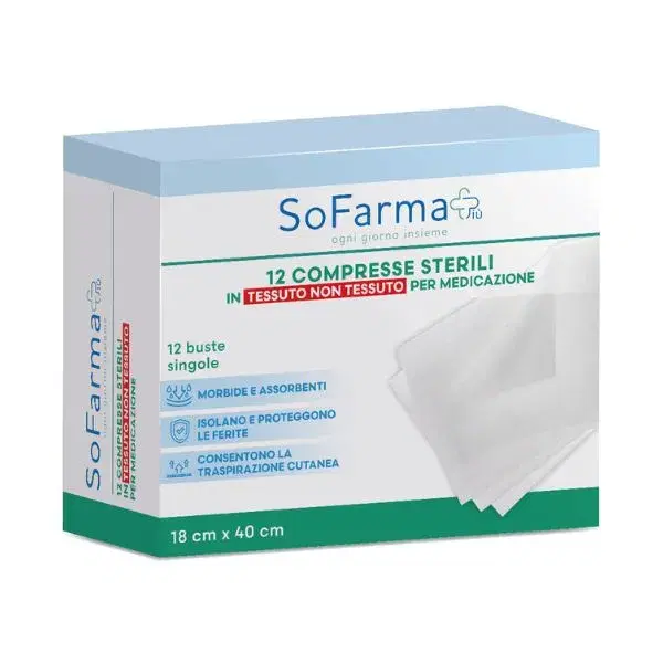 Sofarmapiu' 12 Compresse Sterili in Tessuto non Tessuto 18x40cm
