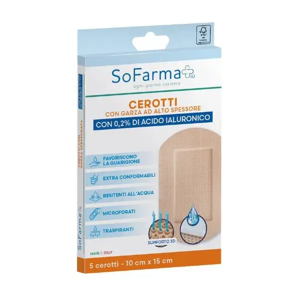 Sofarmapiu' Cerotti Cicatrizzanti Set da 5 Pezzi 10x15cm per Guarigione Rapida