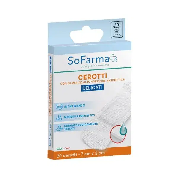 Sofarmapiu' Cerotti Adesivi Delicati 20 Pezzi 7x2cm