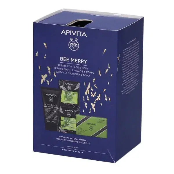Apivita Bee Merry Cofanetto Gel Detergente Viso + Sapone Naturale + Scrub Viso