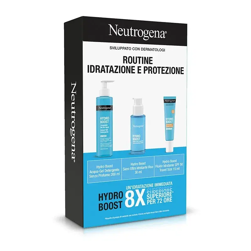 Neutrogena Cofanetto Routine Idratazione e Protezione Detergente, Siero e Fluido SPF50