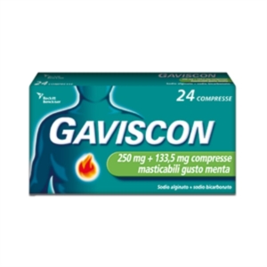 Gaviscon 250 Mg + 133,5 Mg Compresse Masticabili Gusto Menta 24 Compresse